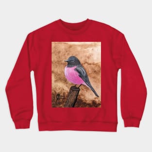 Pink robin in the wet forest of Australia Crewneck Sweatshirt